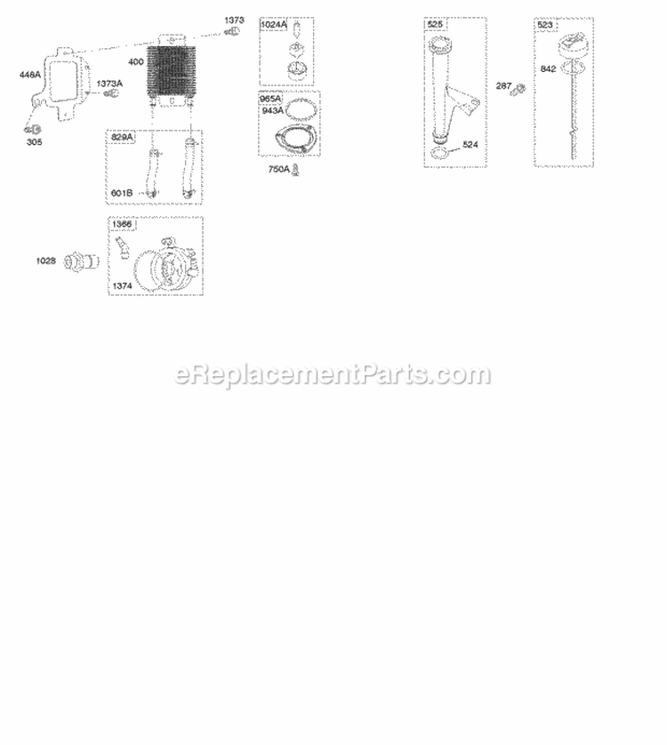 Lubrication Diagram and Parts List for 49L977-0110-G1  Briggs and Stratton Engine